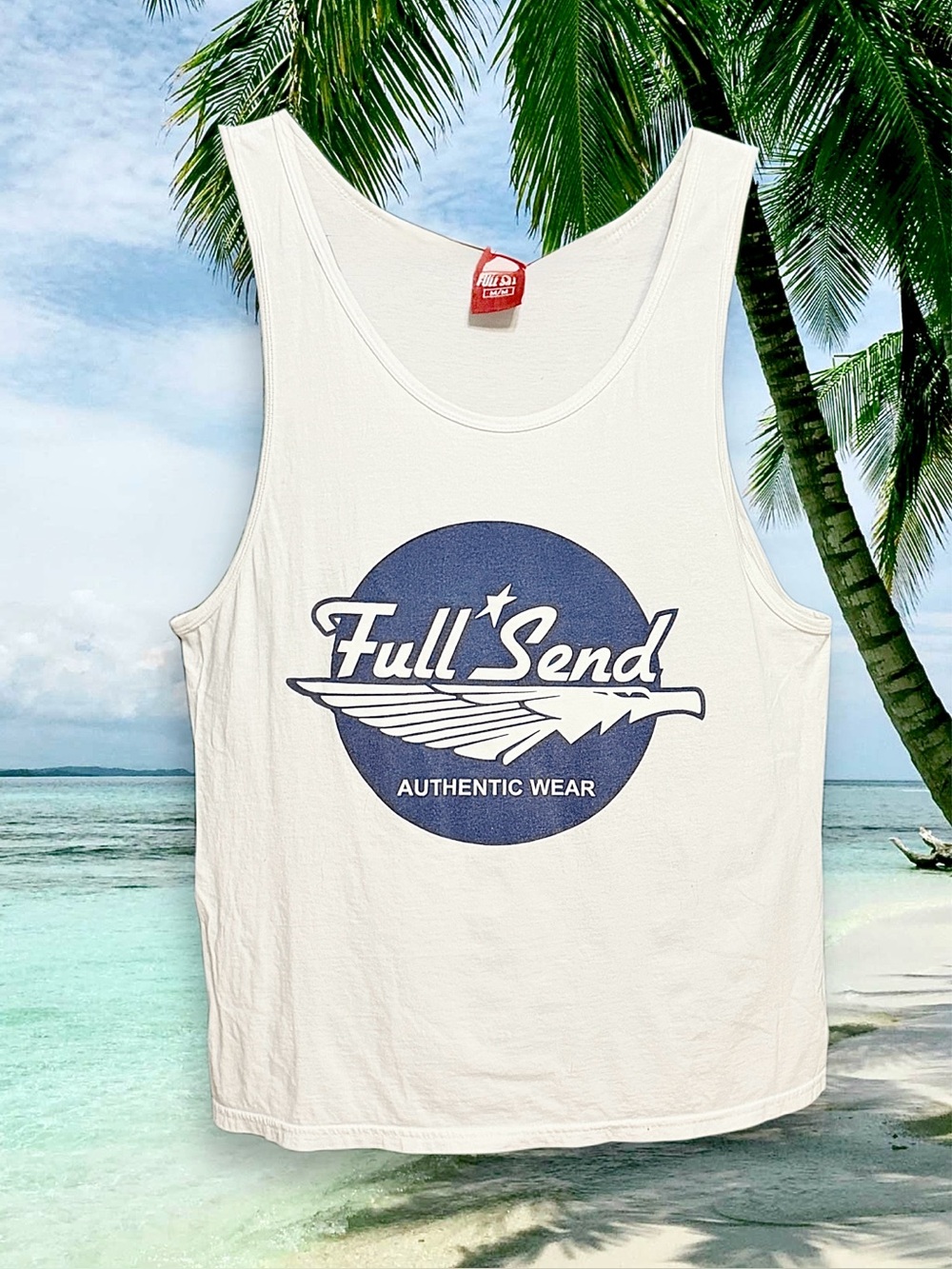 FULL SEND Men’s White Graphic Tank - Authentic Wear size Medium